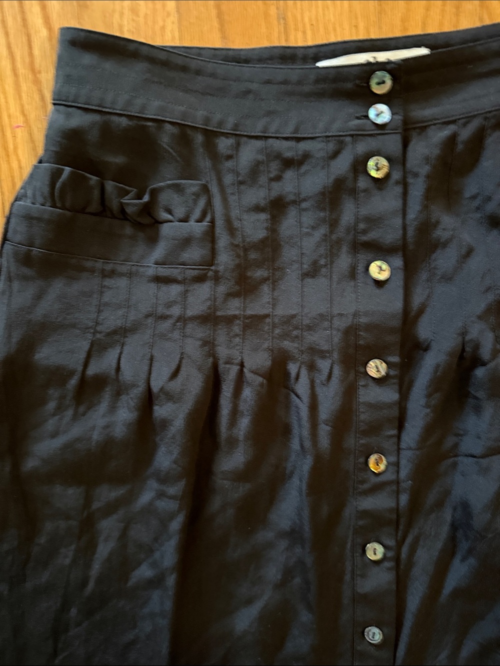 Tibi sz 2 silk Classic Button-Front Black Women's Skirt ruffled pockets
